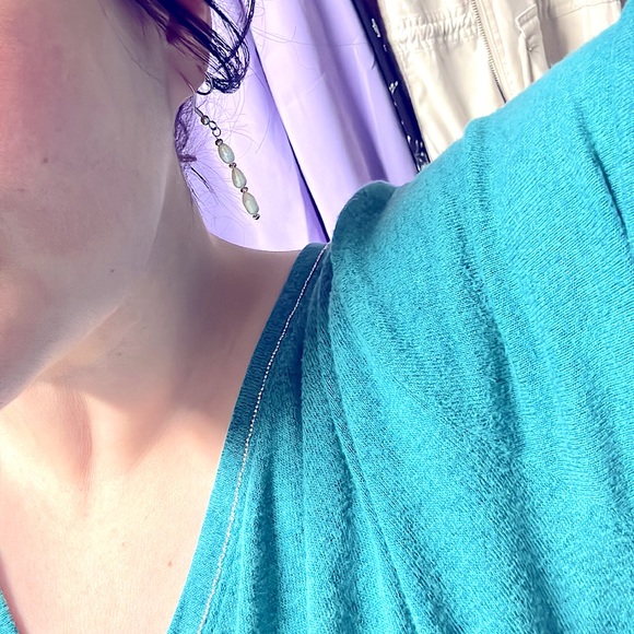 New Lovely Authentic Freshwater Pearls Polished Silver White Rice Pearls Earring - Picture 3 of 15